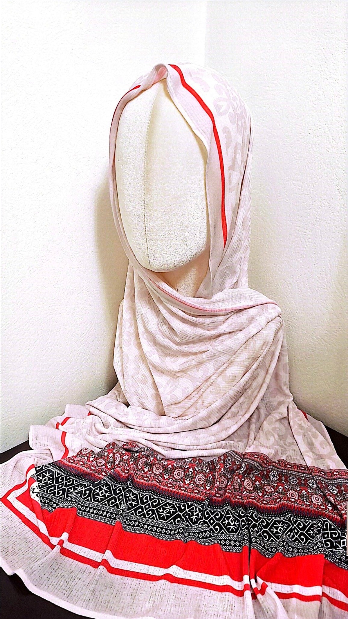 Röd Nyanserad Lycra Hijab