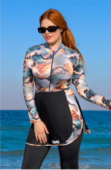 Burkini 3-delad baddräkt orange ton