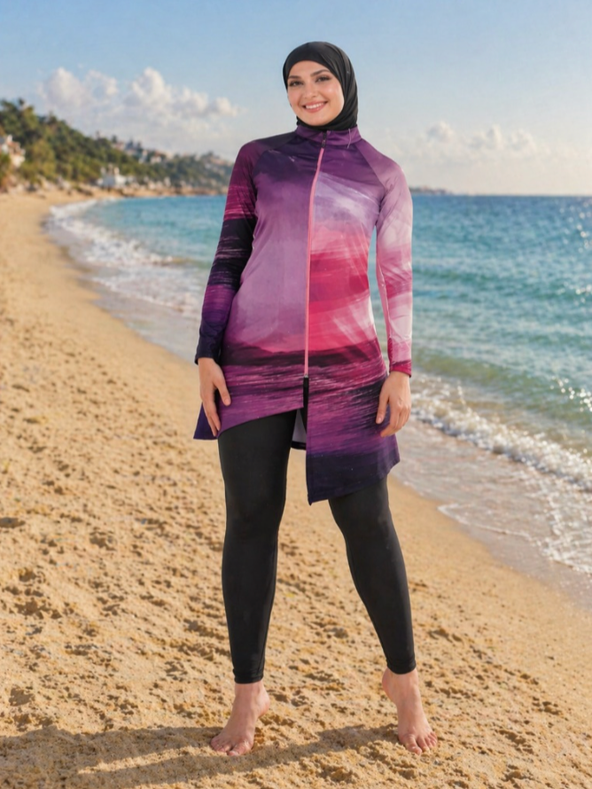 Stilren burkini lila – 3 delar