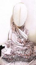 Beige Blommönstrad Lycra Hijab