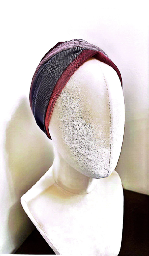 Vinröd & Grå Turban